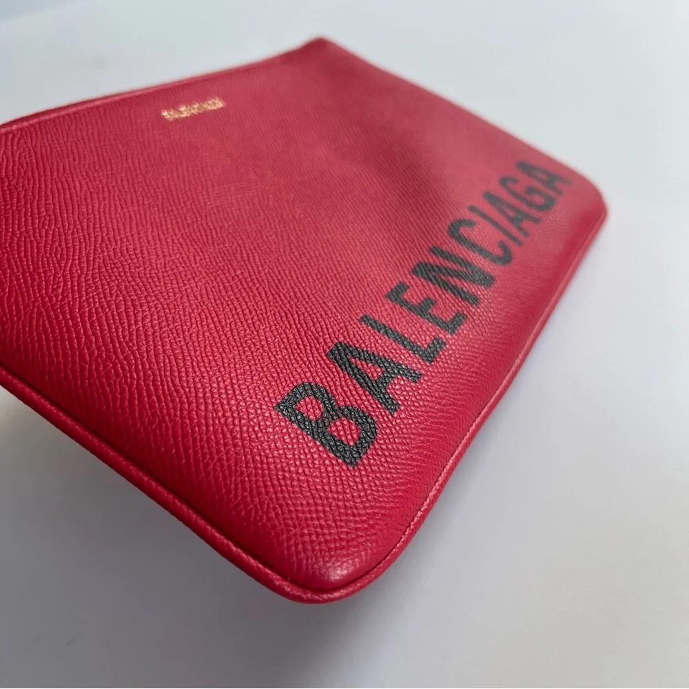 Balenciaga Medium Ville Pouch Clutch – Red – NWOT – 100% Authentic
